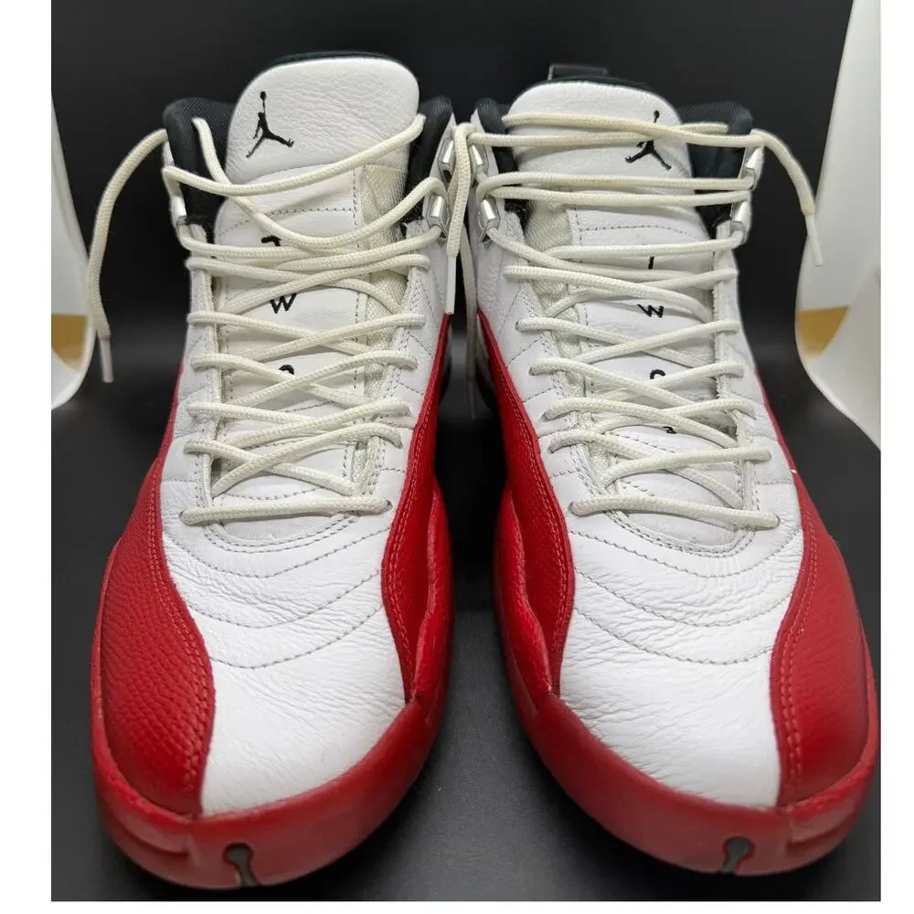 Air Jordan 12 Men's Retro White/Red-Black Sneakers Size 10 CT8013-116